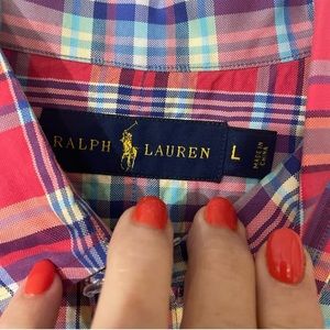 Ralph Lauren Men’s Red Plaid Long Sleeve Shirt-Large